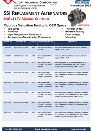 Victory 5SI, SAE J1171 Marine Certified Alternators(Image)